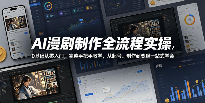 AI漫剧制作全流程实操，0基础从零入门，完整手把手教学，从起号、制作到变现一站式学会-优优云网创