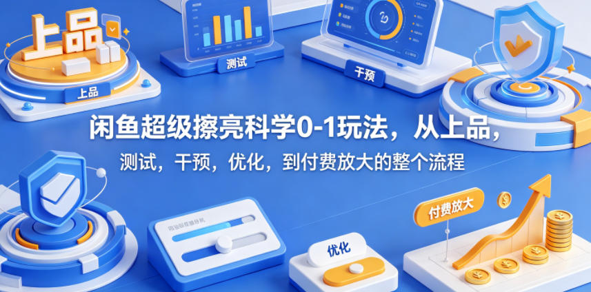 闲鱼超级擦亮科学0-1玩法，从上品，测试，干预，优化，到付费放大的整个流程-优优云网创