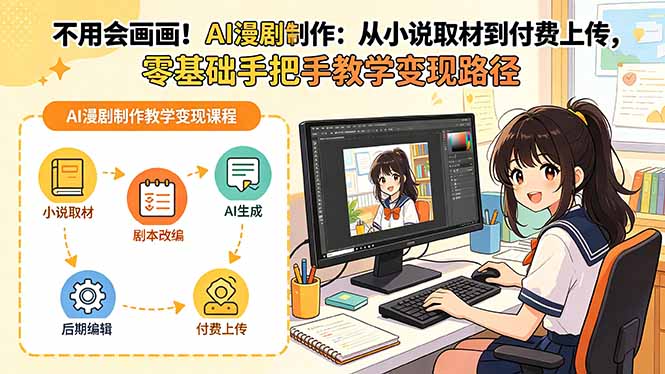 不用会画画！AI漫剧制作：从小说取材到付费上传，零基础手把手教学变现路径-小白项目网