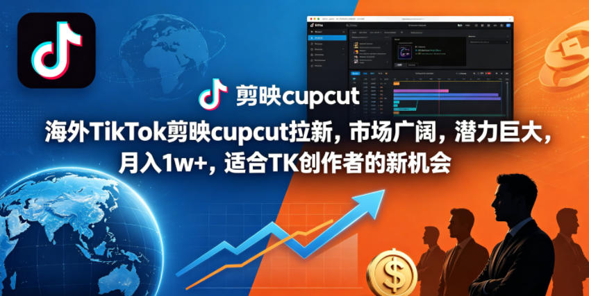 海外TikTok剪映cupcut拉新，市场广阔，潜力巨大，月入1w+，适合TK创作者的新机会-小白项目网