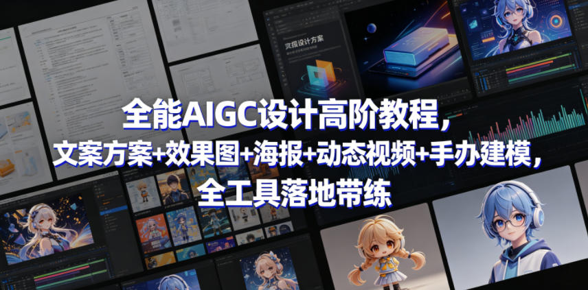 全能AIGC设计高阶教程，文案方案+效果图+海报+动态视频+手办建模，全工具落地带练-小白项目网