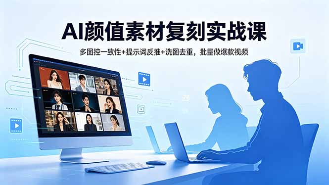 AI颜值素材复刻实战课，多图控一致性+提示词反推+洗图去重，批量做爆款视频-怪兽网创俱乐部