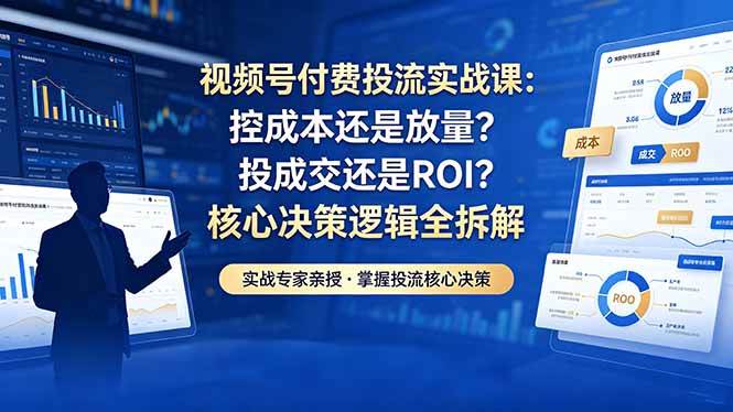 （18462期）视频号付费投流实战课-5月：控成本还是放量？投成交还是ROI？核心决策逻辑全拆解-优优云网创