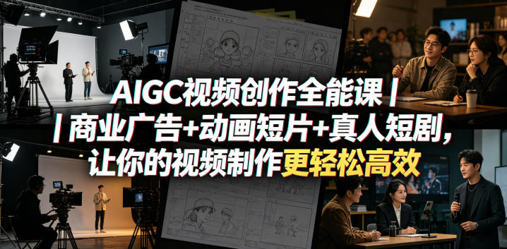 AIGC视频创作全能课｜商业广告+动画短片+真人短剧，让你的视频制作更轻松高效-怪兽网创俱乐部