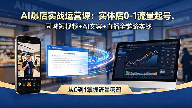 AI爆店实战运营课：实体店0-1流量起号，同城短视频+AI文案+直播全链路实战-怪兽网创俱乐部