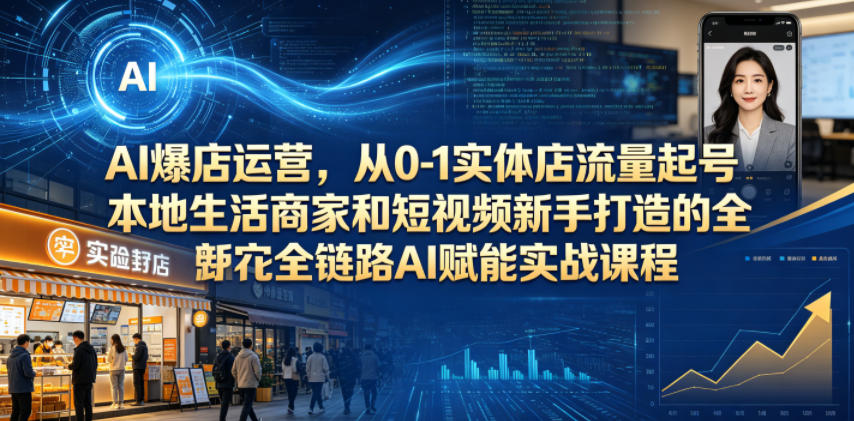 AI爆店运营,从0-1实体店流量起号,本地生活商家和短视频新手打造的全链路AI赋能实战课程-K6源码网