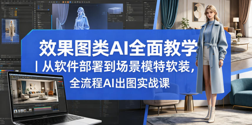 效果图类AI全面教学｜从软件部署到场景模特软装，全流程AI出图实战课-怪兽网创俱乐部