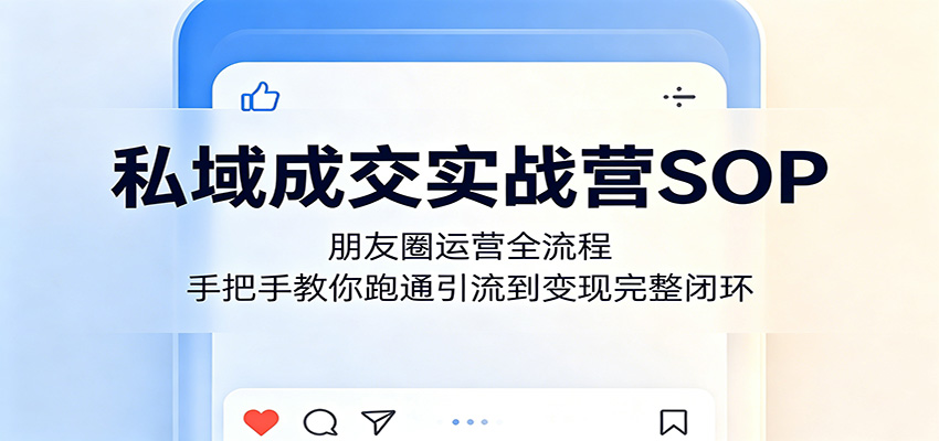私域成交实战营SOP：朋友圈运营全流程，手把手教你跑通引流到变现完整闭环-怪兽网创俱乐部