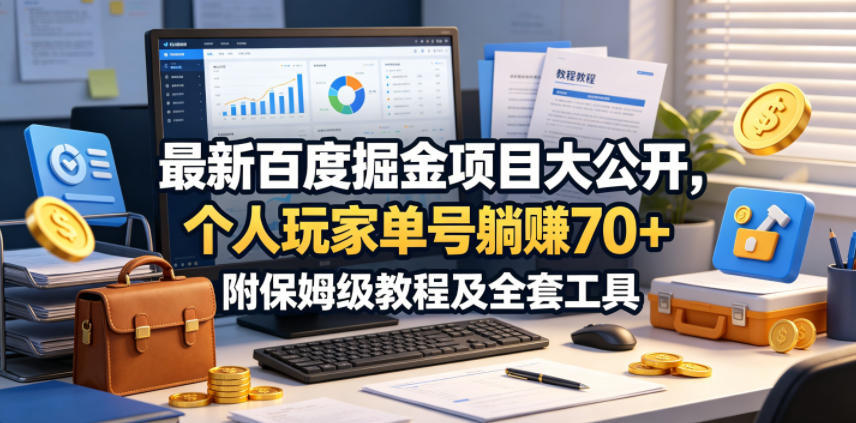 最新百度掘金项目大公开，个人玩家单号躺賺70+，附保姆级教程及全套工具【揭秘】-怪兽网创俱乐部