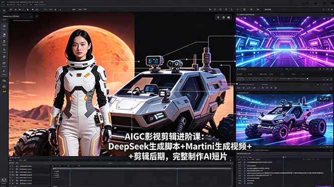 AIGC影视剪辑进阶课：DeepSeek生成脚本+Martini生成视频+剪辑后期，完整制作AI短片-怪兽网创俱乐部