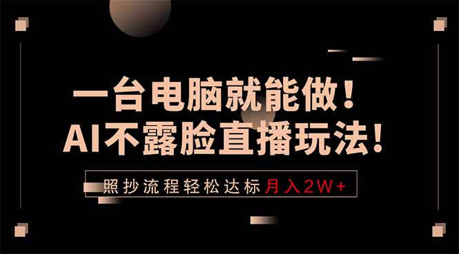一台电脑就能做！AI不露脸直播玩法，照抄流程轻松达标月入2W+-小白项目网