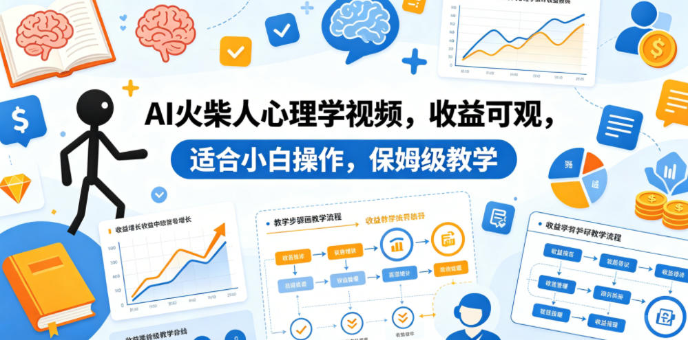 AI火柴人心理学视频，收益可观，适合小白操作，保姆级教学-怪兽网创俱乐部