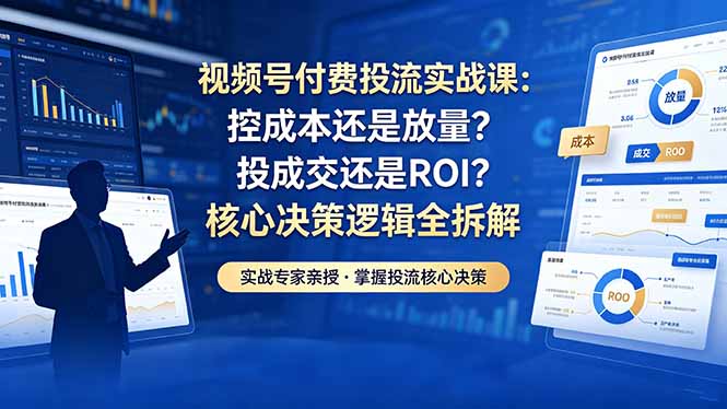 视频号付费投流实战课-5月：控成本还是放量？投成交还是ROI？核心决策逻辑全拆解-怪兽网创俱乐部
