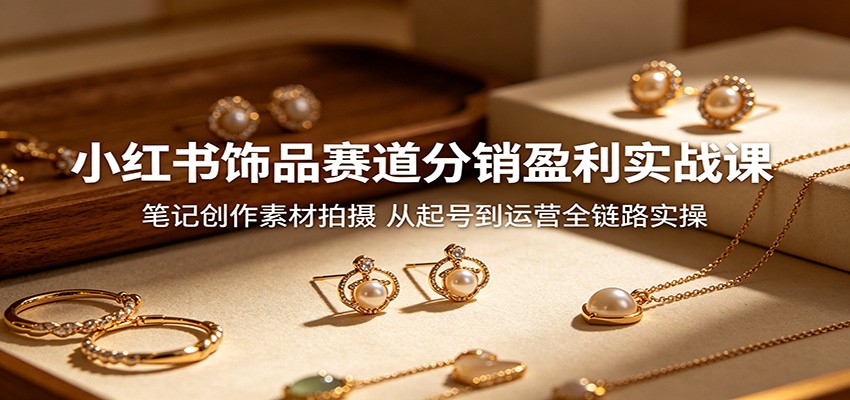 小红书饰品赛道分销盈利实战课：笔记创作素材拍摄，从起号到运营全链路实操