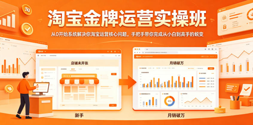 淘宝金牌运营实操班，从0开始系统解决你淘宝运营核心问题，手把手带你完成从小白到高手的蜕变-怪兽网创俱乐部