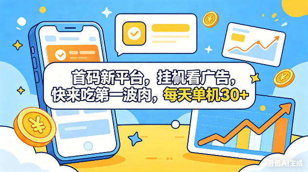首码新平台，挂G自动看广告，快来吃第一波肉，每天单机30+，可矩阵放大【揭秘】-怪兽网创俱乐部
