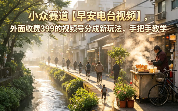 小众赛道【早安电台视频】，外面收费399的视频号分成新玩法，手把手教学-怪兽网创俱乐部