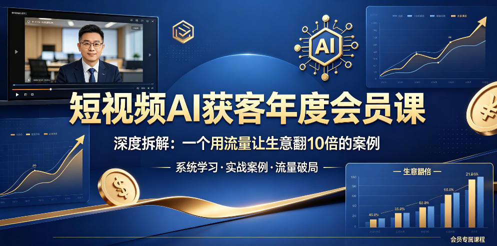 短视频AI获客年度会员课，深度拆解，一个用流量让生意翻10倍的案例-小白项目网