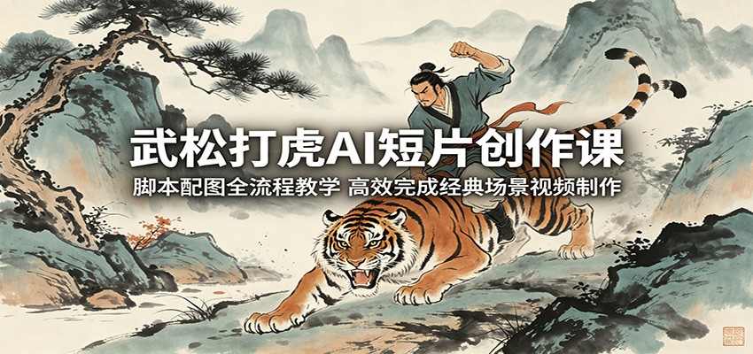 武松打虎AI短片创作课：脚本配图全流程教学，高效完成经典场景视频制作-邪修侠 - 演示