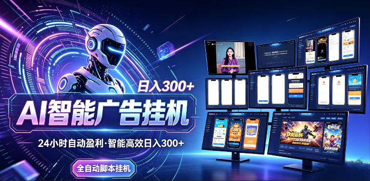 AI智能广告挂G项目，无需人工，单机稳定日入200+，可矩阵放大，24小时不间断刷广告賺收益【揭秘】-怪兽网创俱乐部
