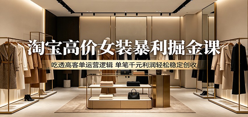 淘宝高价女装暴利掘金课：吃透高客单运营逻辑，单笔千元利润轻松稳定创收-邪修侠 - 演示