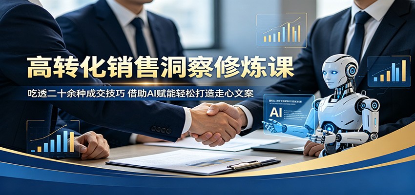 高转化销售洞察修炼课：吃透二十余种成交技巧，借助AI赋能轻松打造走心文案
