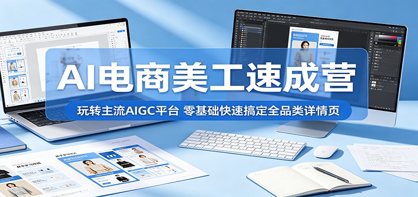 AI电商美工速成营：玩转主流AIGC平台，零基础快速搞定全品类详情页