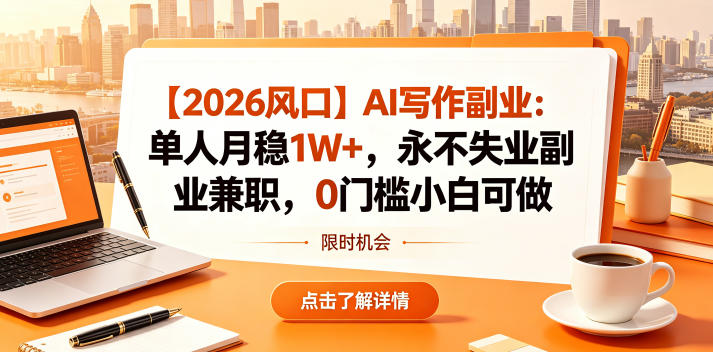 【2026风口】AI写作副业：单人月稳1W+，永不失业副业兼职，0门槛小白可做【揭秘】-小栈博客