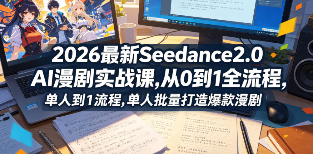 2026最新Seedance2.0 AI漫剧实战课,，从0到1全流程，单人批量打造爆款漫剧-怪兽网创俱乐部