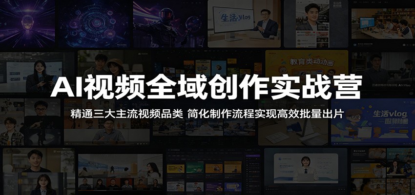 AI视频全域创作实战营：精通三大主流视频品类，简化制作流程实现高效批量出片-小栈博客