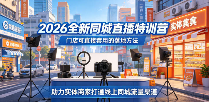 2026全新同城直播特训营，门店可直接套用的落地方法，助力实体商家打通线上同城流量渠道-多课资源站