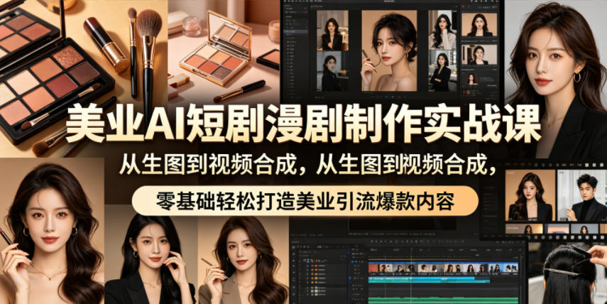 美业AI短剧漫剧制作实战课，从生图到视频合成，零基础轻松打造美业引流爆款内容-怪兽网创俱乐部