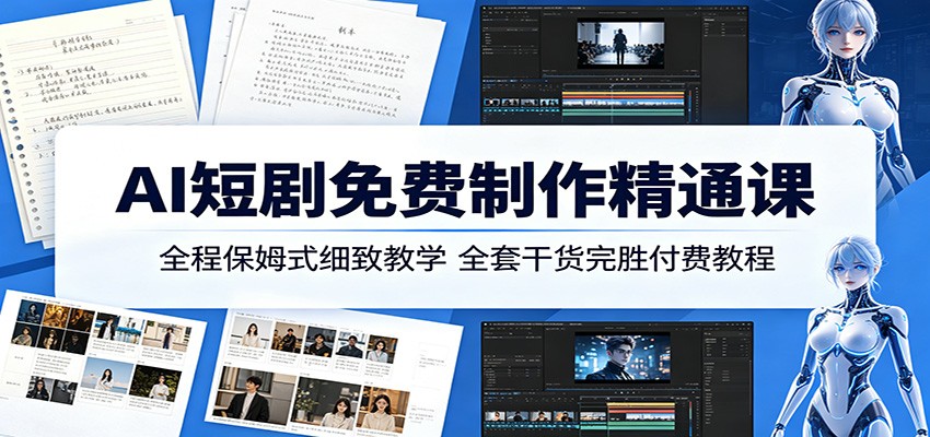 AI短剧免费制作精通课：全程保姆式细致教学，全套干货完胜付费教程-怪兽网创俱乐部