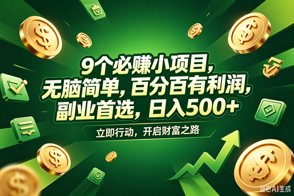 (18562期)9个必赚钱的小项目,百分百赚米,无脑简单,副业首选,日入398+ (18562期)9个必赚钱的小项目,百分百赚米,无脑简单,副业首选,日入398+
