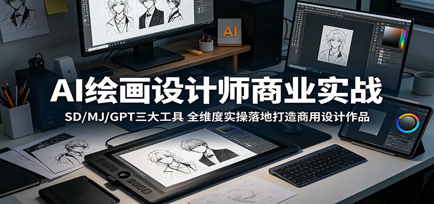 AI绘画设计师商业实战：SD/MJ/GPT三大工具，全维度实操落地打造商用设计作品