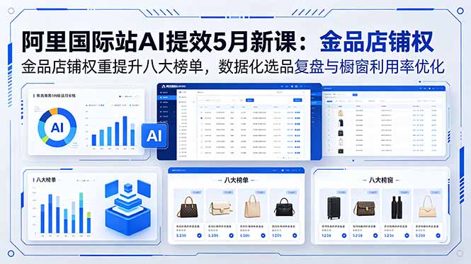 阿里国际站AI提效5月新课：金品店铺权重提升八大榜单，数据化选品复盘与橱窗利用率优化-网创百晓生