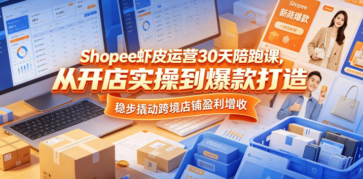 Shopee虾皮运营30天陪跑课，从开店实操到爆款打造，稳步撬动跨境店铺盈利增收-怪兽网创俱乐部