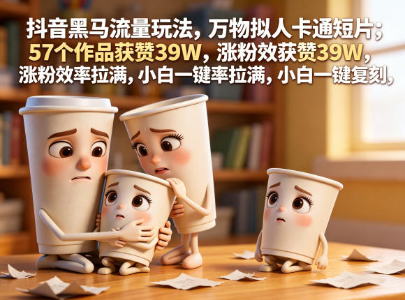 抖音黑马流量玩法，万物拟人卡通短片，57个作品获赞39W，涨粉效率拉满，小白一键复刻，保姆级拆解-怪兽网创俱乐部
