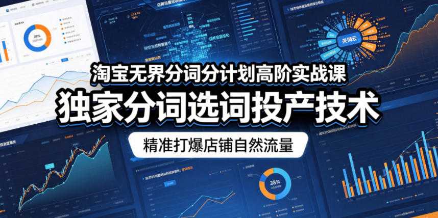 淘宝无界分词分计划高阶实战课，独家分词选词投产技术，精准打爆店铺自然流量-小栈博客