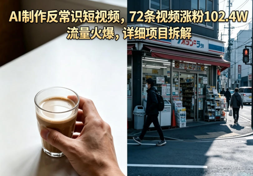 AI制作反常识短视频,72条视频涨粉102.4W,流量火爆,详细项目拆解-90网