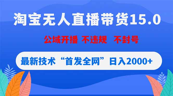 淘宝无人直播带货15.0，不封号，不违规，公域玩法，首发全网日入2000+-网创百晓生