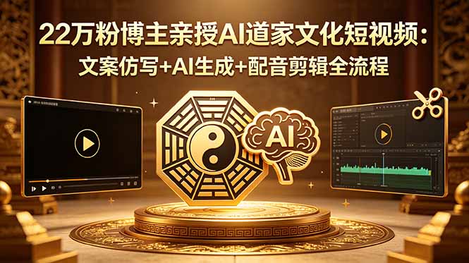 22万粉博主亲授AI道家文化短视频：文案仿写+AI生成+配音剪辑全流程-网创百晓生