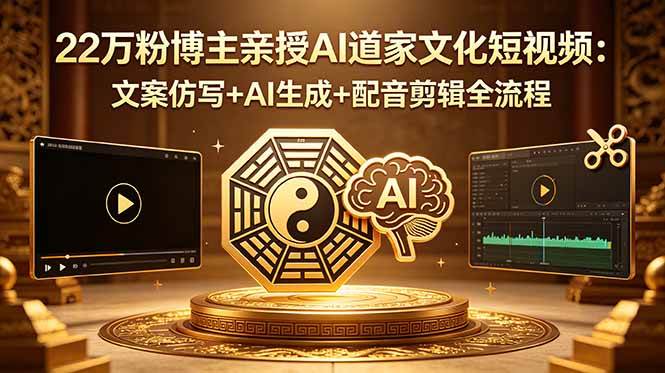 (18580期)22万粉博主亲授AI道家文化短视频:文案仿写+AI生成+配音剪辑全流程-优优云网创
