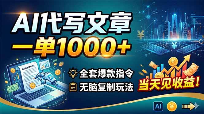 （18575期）AI代写文章，一单1000+，全套爆款指令+无脑复制玩法，当天见收益！-邪修侠 - 演示