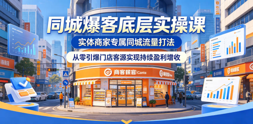 同城爆客底层实操课，实体商家专属同城流量打法，从零引爆门店客源实现持续盈利增收-怪兽网创俱乐部