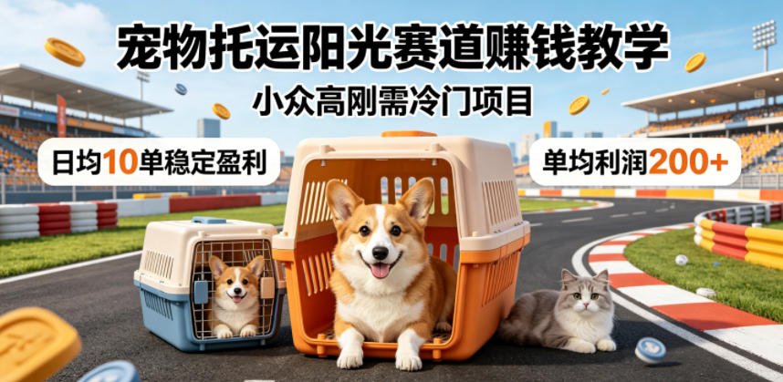 宠物托运阳光赛道賺钱教学，小众高刚需冷门项目，日均10单稳定盈利，单均利润200+-90网