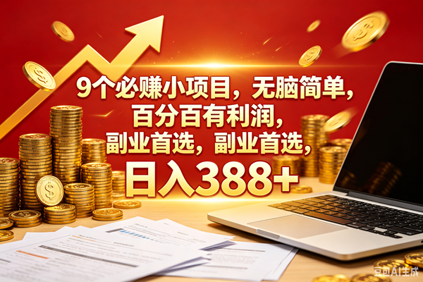 （18597期）9个必赚钱的小项目，百分百赚米，无脑简单，副业首选，日入388+-邪修侠 - 演示