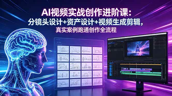 (18596期)AI视频实战创作进阶课:分镜头设计+资产设计+视频生成剪辑,真实案例跑通创作全流程-优优云网创
