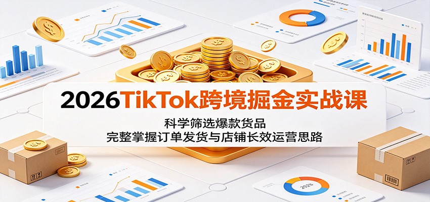 2026TikTok跨境掘金实战课：科学筛选爆款货品，完整掌握订单发货与店铺长效运营思路