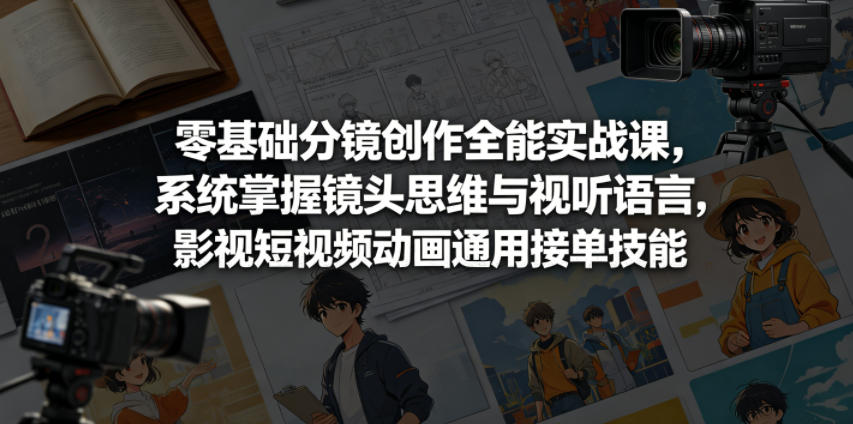 零基础分镜创作全能实战课，系统掌握镜头思维与视听语言，影视短视频动画通用接单技能-90网